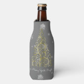 Goudkerstboom en Snowflakes Fles Cooler (Fles Voorkant)