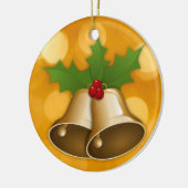 Goudkerstcellen en Holly-Ornament Keramisch Ornament (Links)