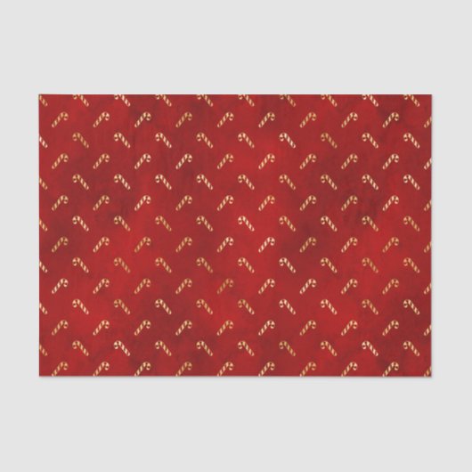 Goudkerstsnoerrietjes op rood tissuepapier (Voorkant)