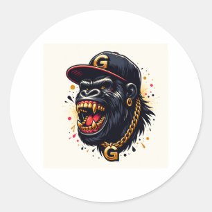 goudkettinggorilla ronde sticker