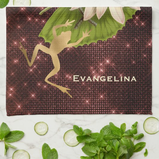  goudkikker Lily Pad Floral  Theedoek (Gevouwen)