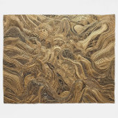 Goudkleurig Gequilte Abstract Ontwerp Fleece Deken (Voorkant (Horizontaal))
