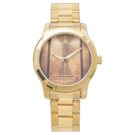 Goudkleurig horloge met Empire State Emblem