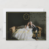  goudkleurig monogram bruiloft fotomarinemacht bedankkaart (Voorkant)