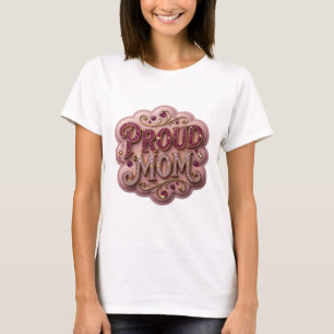 Goudkleurig PROUD MOM Maatwerk Design T-shirt