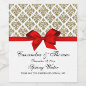 goudkleurig wit Damask Red H Wine Flaconetiket Wijn Etiket (Enkel label)