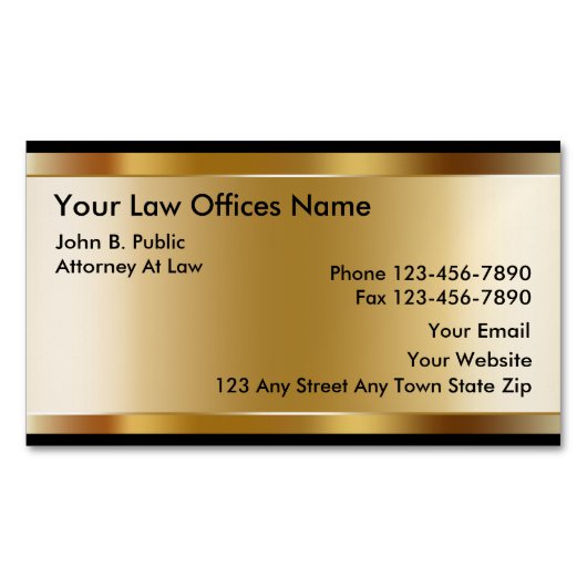 Goudkleurige achtergrond advocaat magnetisch visitekaartje (Voorkant)