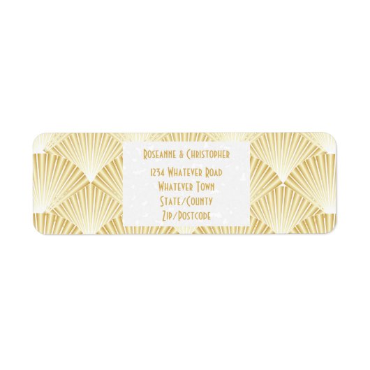 Goudkleurige Art Deco Design Bruiloft Etiket (Voorkant)