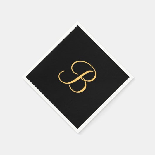Goudkleurige B op zwart Servet (Hoek)