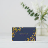 Goudkleurige Baby's Breath Blauwe Elegante Bloem Visitekaartje (Staand voorkant)