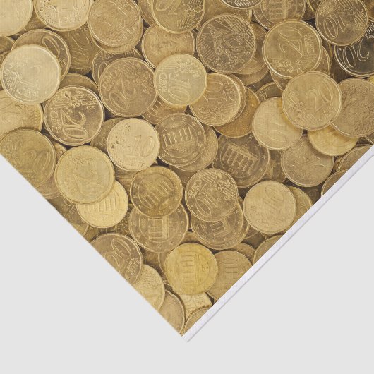 Goudkleurige euromunten tissuepapier (Detail)