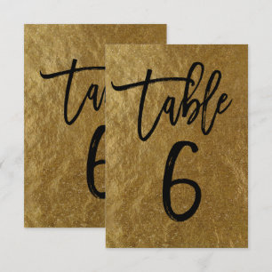 Goudkleurige folie moderne script tafelnummer 6