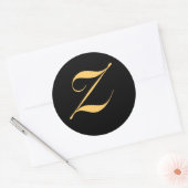 Goudkleurige initiaal Z op zwart monogram sticker (Envelop)