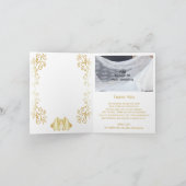 Goudkleurige klokken ontwerp bruiloft bedankkaart (Binnen)