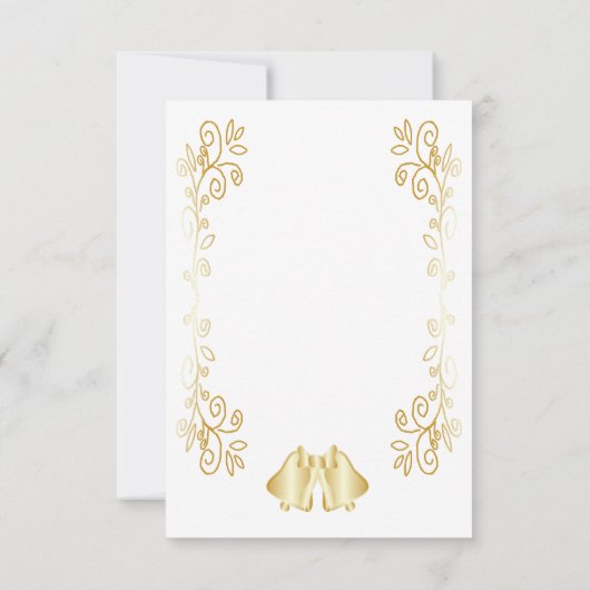 Goudkleurige klokken ontwerp bruiloft kaart (Achterkant)
