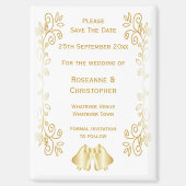 Goudkleurige klokken ontwerp bruiloft Save the dat Magneet (Voorkant)