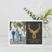 Goudkleurige nepreen Elegante foto Feestdagenkaart (Staand voorkant)