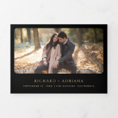 goudkleurige QR-code (zwart huwelijk) Drieluik Uitnodiging (Cover)