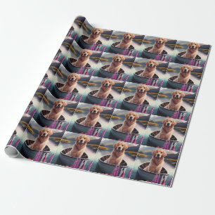 Goudkleurige Retriever op een Peddel: Een Schitter Cadeaupapier