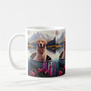 Goudkleurige Retriever op een Peddel: Een Schitter Koffiemok