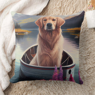 Goudkleurige Retriever op een Peddel: Een Schitter Kussen