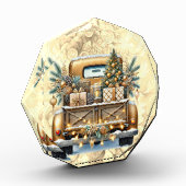 Goudkleurige Truck Vrolijk Kerstfeest Fotoblokken (Links)