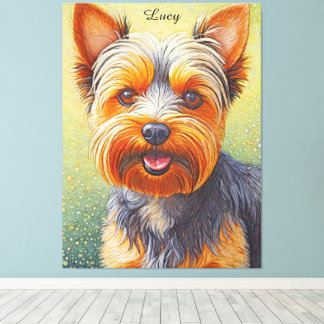 Goudkleurige Yorkshire Terrier Stralende Hond Port Canvas Afdruk