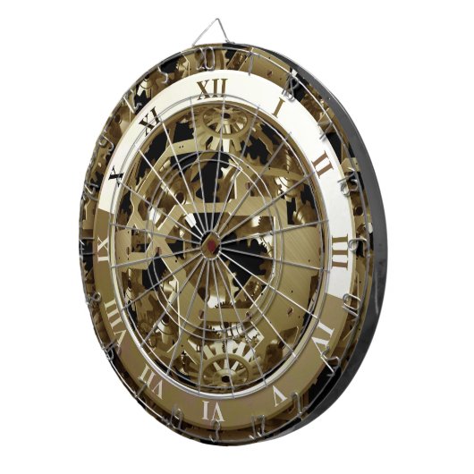 Goudklokken en tandwielen Steampunk Mechanische Gi Dartbord (Voorkant Rechts)