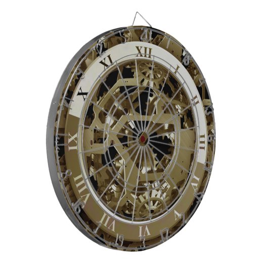 Goudklokken en tandwielen Steampunk Mechanische Gi Dartbord (Voorkant Links)