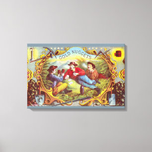 Goudklompjes: Antieke Sigarettenlabel Wild West Ku Canvas Afdruk