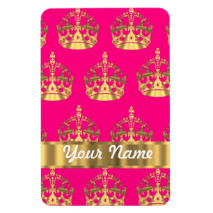 Goudkronen op roze warme roze magneet