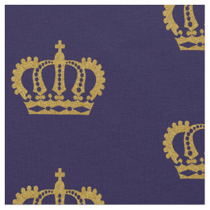 Goudkroon. Vintage. Blauw Stof