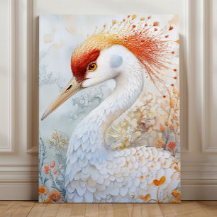 Goudkroonkraan Elegantie – Speelse Vogelkunst Canvas Afdruk