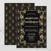 goudkunst Deco Great Gatsby Wedding Kaart (Voorkant / Achterkant)