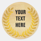 Goudlaurel met uw woorden ronde sticker (Voorkant)
