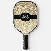 Goudlichte zachte faux glitter sparter Monogram Pickleball Paddle (Voorkant)