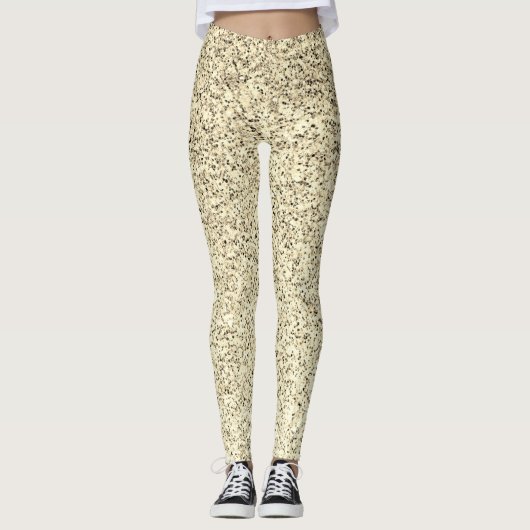 Goudlichte zachte glittersparren leggings (Voorkant)