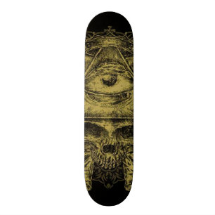 goudlichtminati schedel skateboard