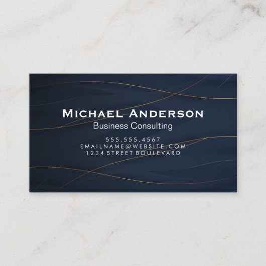 Goudlijnen | Blauwe achtergrond Visitekaartje (Voorkant)