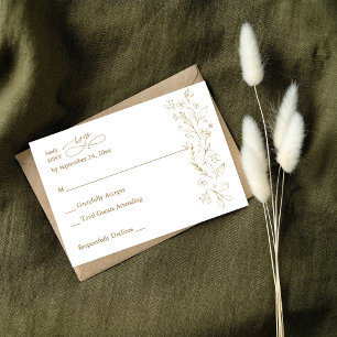 Goudlinnen Floral geen Mal RSVP 2 Kaartje