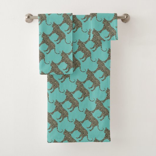 Goudluipaard op blauwgroen handdoekset bad handdoek (Insitu)