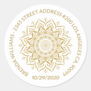 Goudmandala harten en zwanen ronde sticker