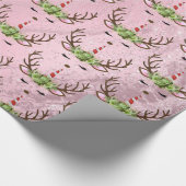 Goudmarmer eenhoornrendierpatroon van Girly roos Cadeaupapier (Hoek)