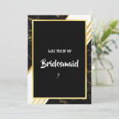 Goudmarmer tint typografie zwarte bridesmaïde kaart (Staand voorkant)