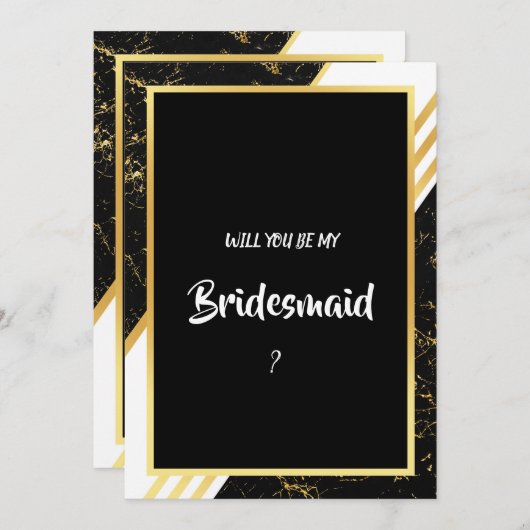 Goudmarmer tint typografie zwarte bridesmaïde kaart (Voorkant / Achterkant)
