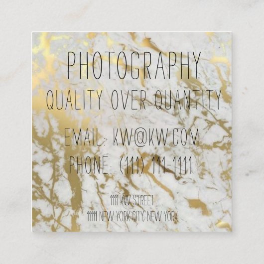 goudmarmer visitekaartje (Achterkant)