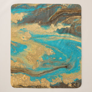Goudmarmertextuur. Blauwe en gouden marb Sherpa Deken
