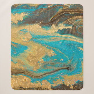 Goudmarmertextuur. Blauwe en gouden marb Sherpa Deken