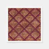goudmaroon Damask Pattern Servet (Voorkant)