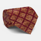  goudmaroon Damask Pattern Stropdas (Opgerold)